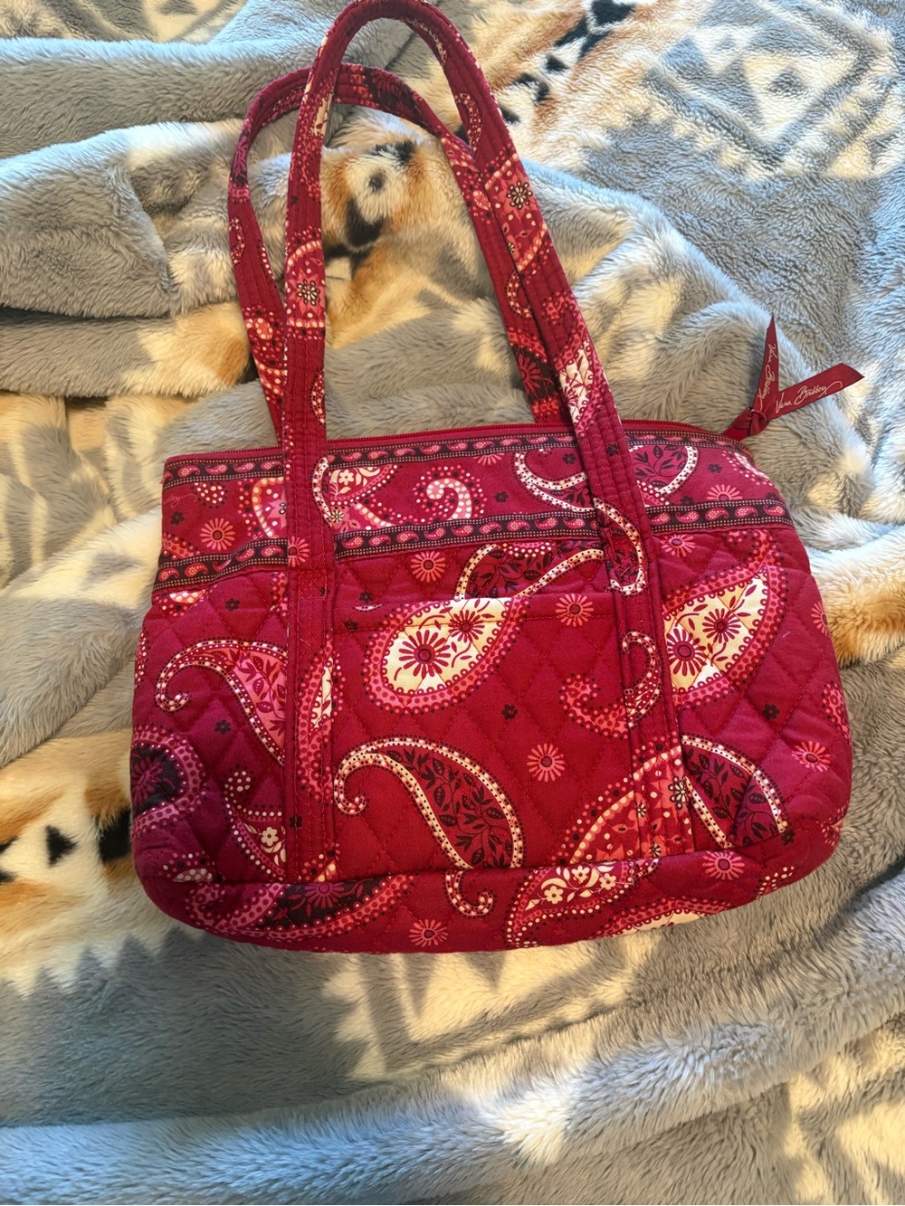 Vera Bradley Quilted Paisley Shoulder Bag in Raspberry Pink